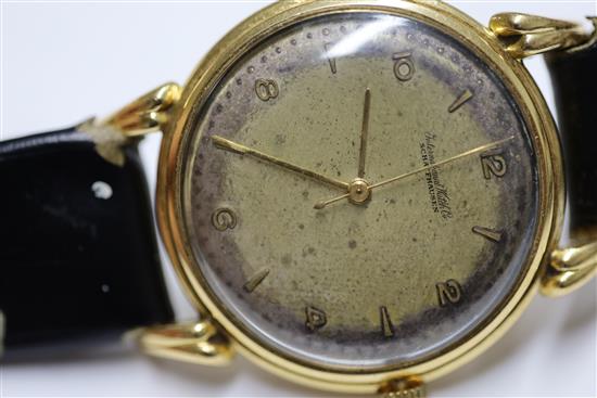 A gentlemans 18ct gold International Watch Co. manual wind wrist watch,